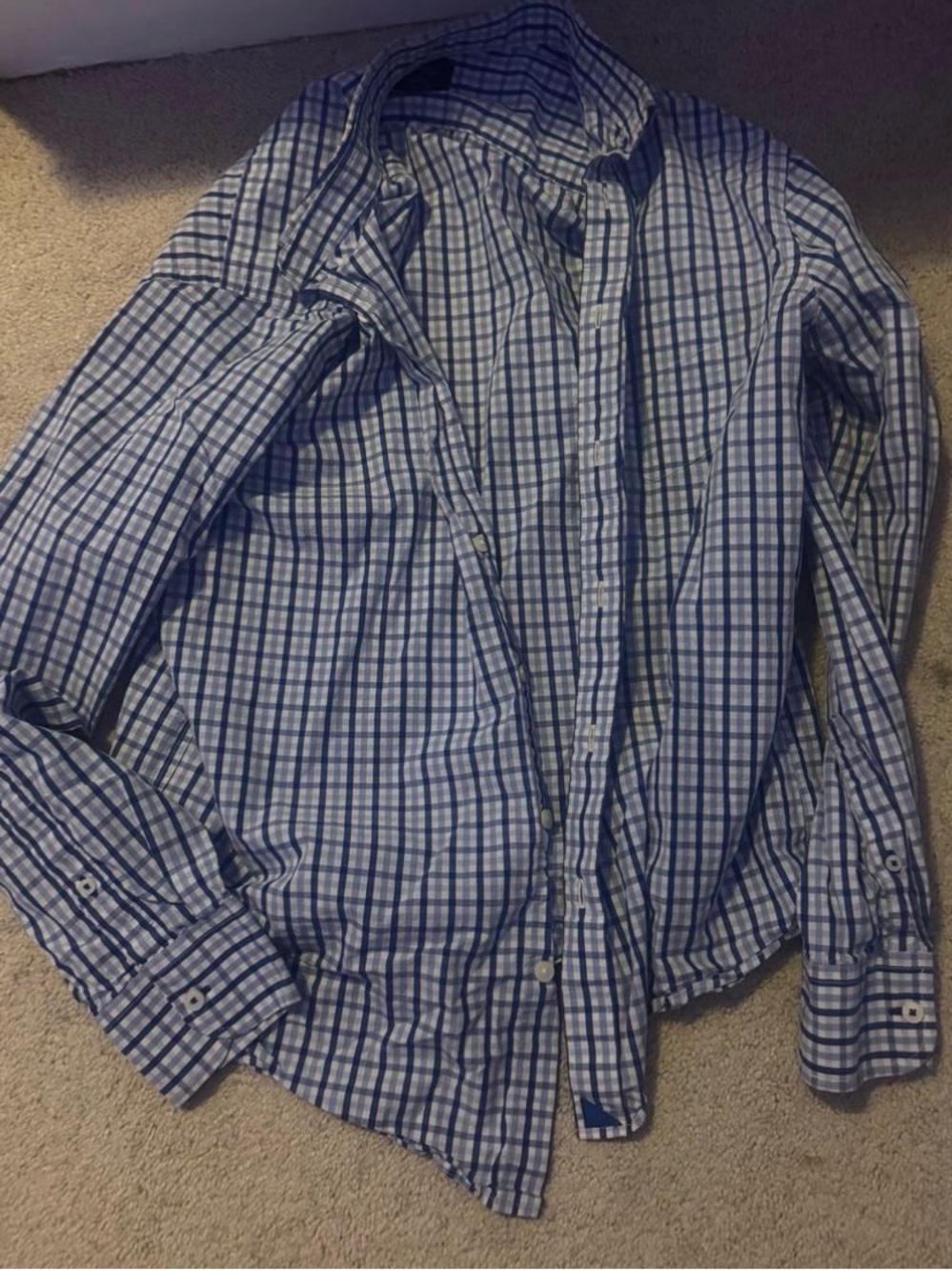 Classic Blue Plaid Men's Button-Down Shirt